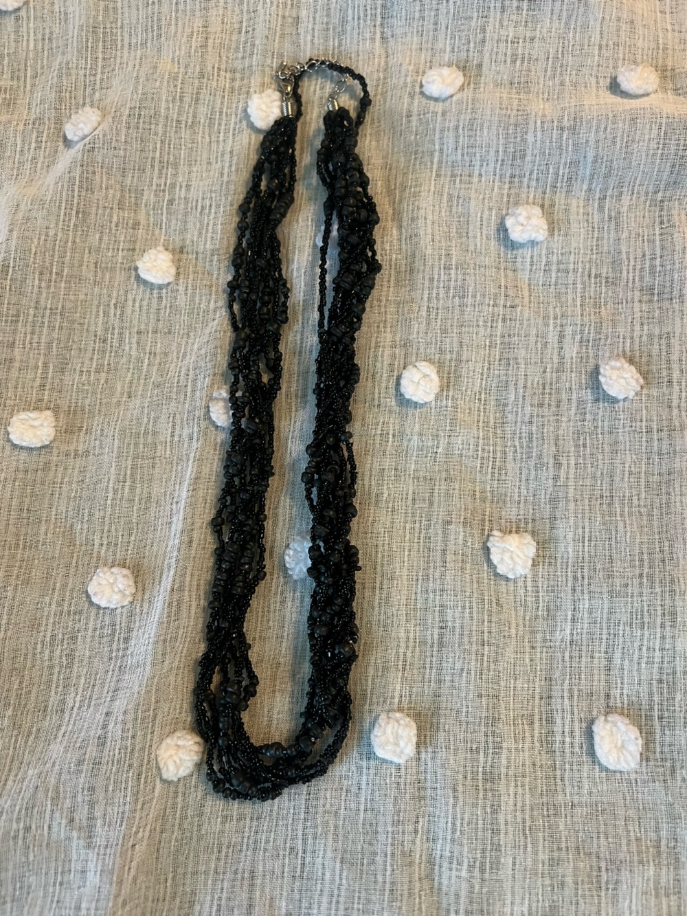 Black Beaded Multi-Strand Necklace